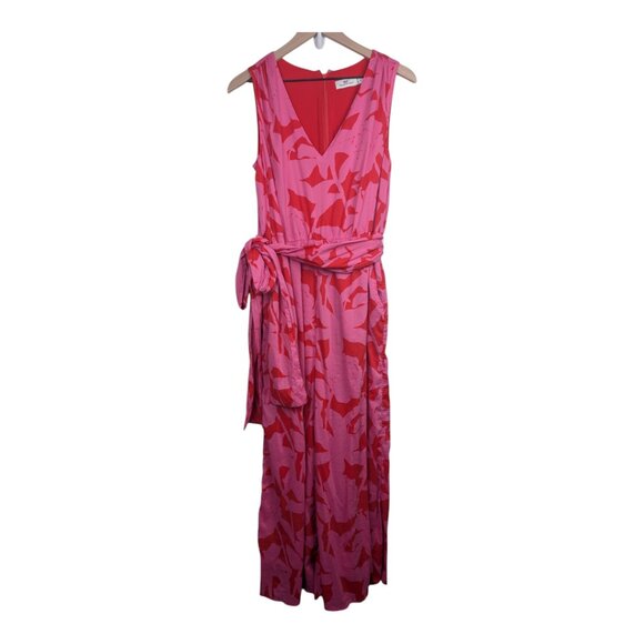 VINEYARD VINES | Tropical Floral Sleeveless Jumpsuit | Cuckoo Red Pink | Size 8 - Picture 4 of 14